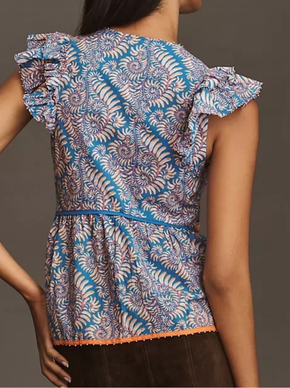FARM RIO x ANTHROPOLOGIE Flutter Sleeves V Neck Top - Picture 4 of 11